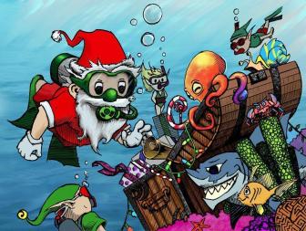 Santa Clause goes scuba diving for a secret map